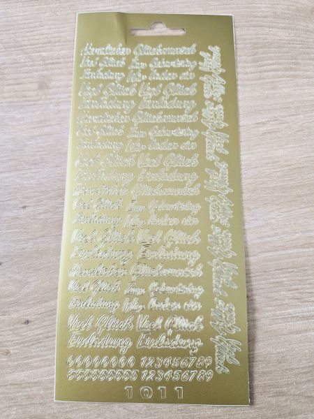 Sticker Motivsticker -MIX- gold Einladung, Herzlichen Glückwunsch, Zahlen usw.